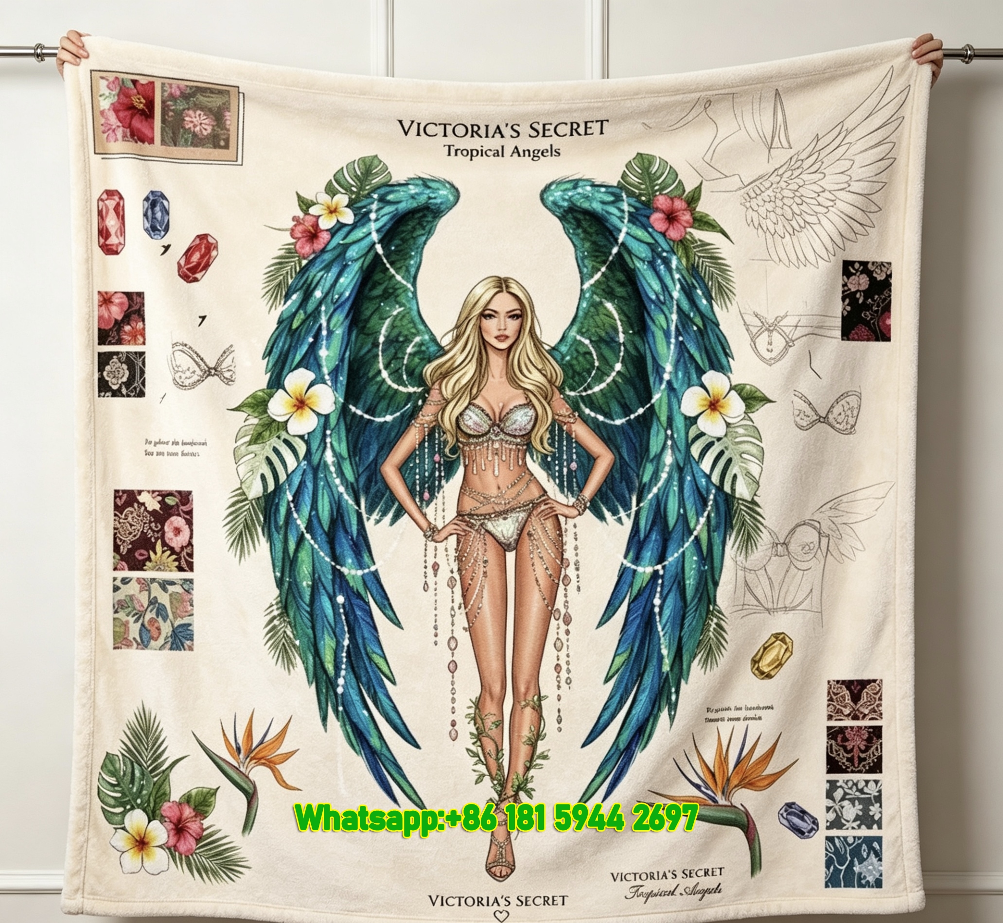 Victoria's Secret Tropical Angel Fleece Throw Blanket V118